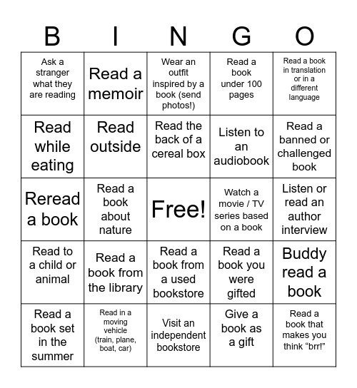 Page Turners Quarterly Challenge Bingo Card