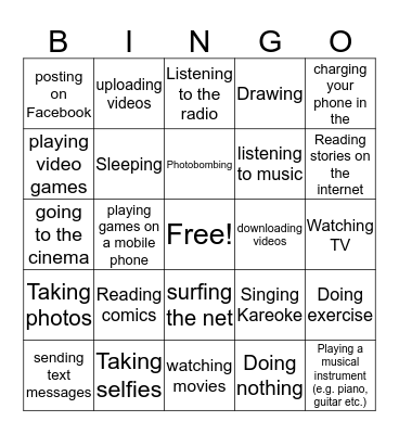 Do you like...? Bingo Card