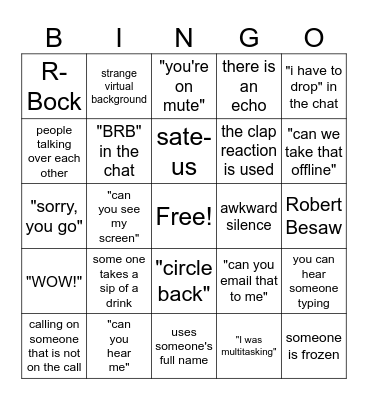 Project Call Bingo Card