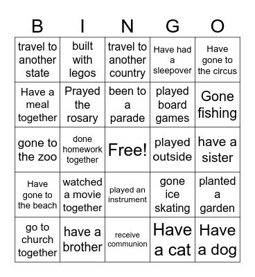 Special person bingoHAv Bingo Card