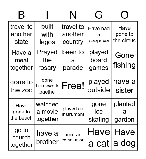 Special person bingoHAv Bingo Card