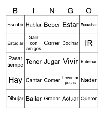 Acciones - Unidad 2 Bingo Card