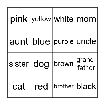 LOTERIA - Los colores y la familia Bingo Card