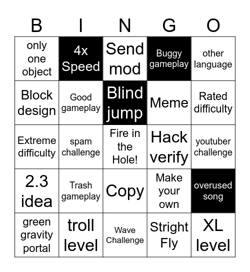 Recent tab Bingo! (GD) Bingo Card