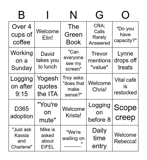Tax Team Q2 Bingo! Bingo Card