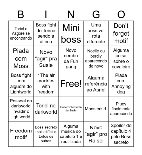 Bingo do capítulo 3 Bingo Card