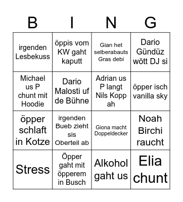 Abschlussparty Bingo Card