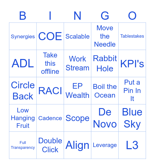 EP Wealth Corporate BINGO Card