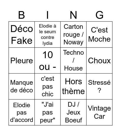 Lydia la pute Bingo Card