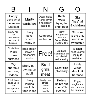 Family AirBNB Bingo Card