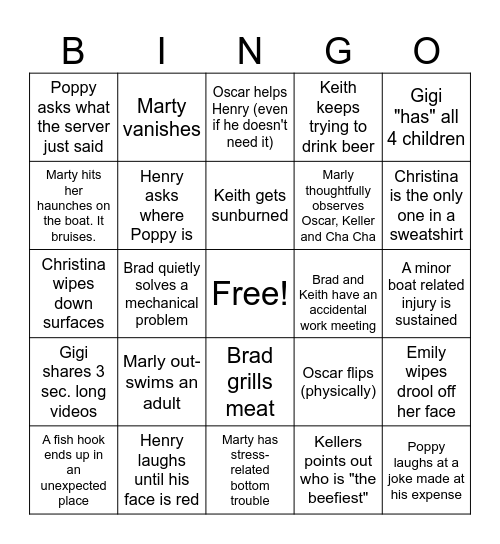 Family AirBNB Bingo Card