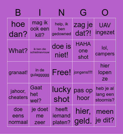 CHAOS BINGO SENS Bingo Card