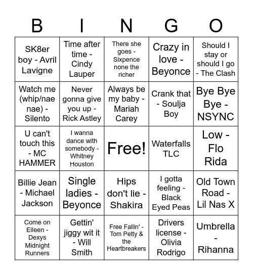 Music Bingo Card