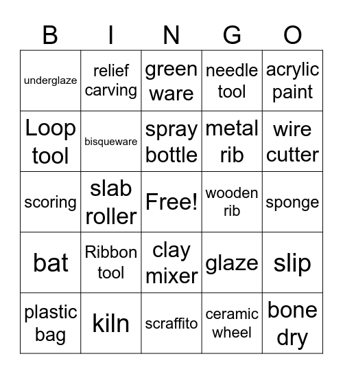 Ceramic Bingo! Bingo Card
