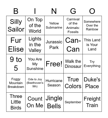 ABS Song Bingo Card