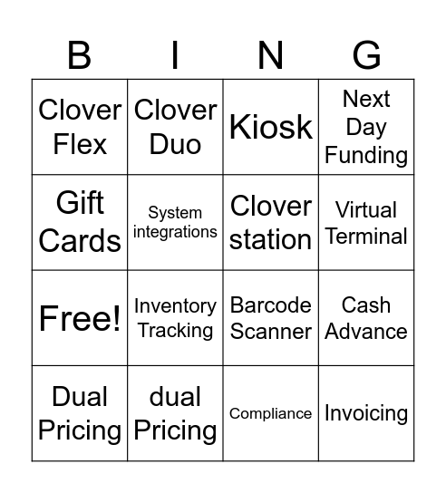 Upnexa Bingo Card