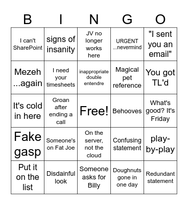 Round Two Bingo Card