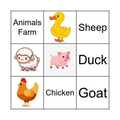 Farm Animals Bingo Card