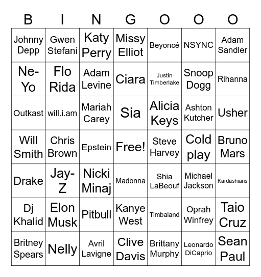 DIDDY DO IT Bingo Card