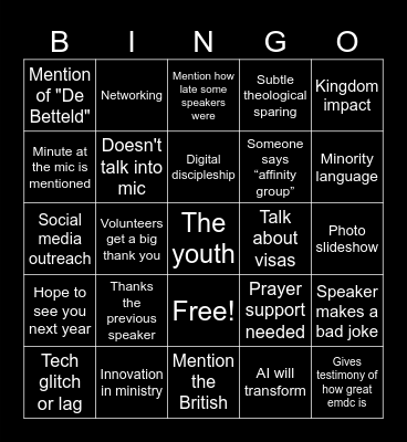 Emdc 2025 Bingo Card