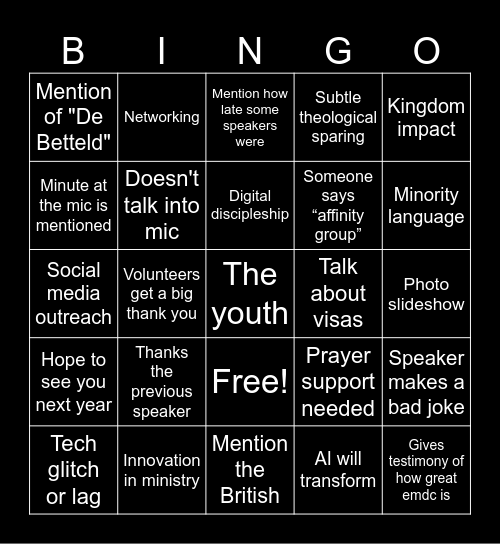 Emdc 2025 Bingo Card