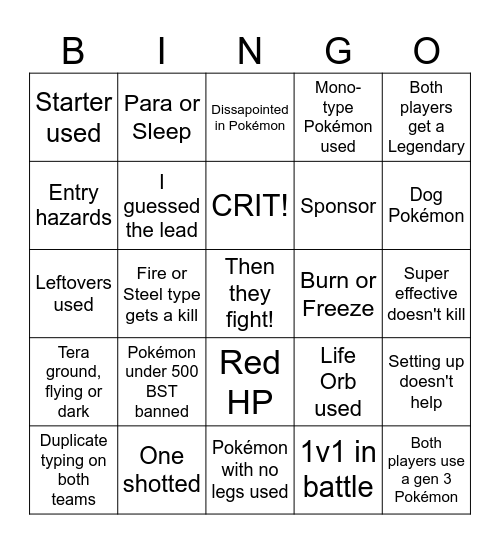 Patterrz, ban one pick one Bingo Card