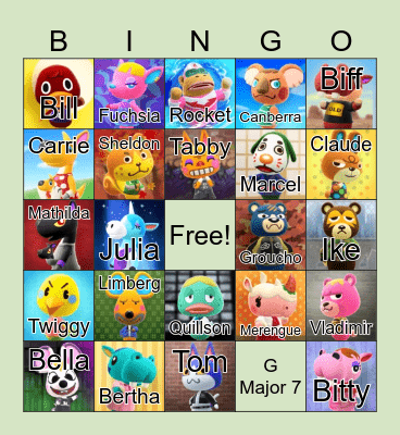 Animal Crossing Bingo Card