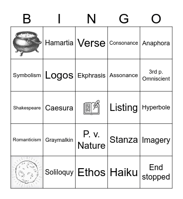 English 10 Review BINGO Card