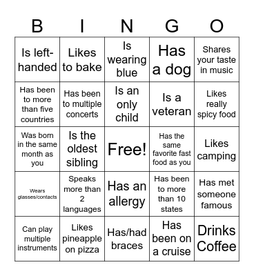 Icebreaker Bingo: Find Someone Who Bingo Card