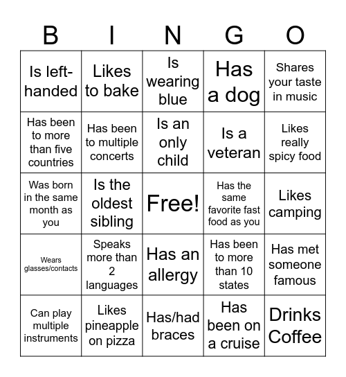 Icebreaker Bingo: Find Someone Who Bingo Card