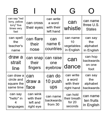 ABILITY BINGO Card