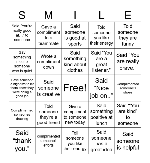 Make Someone... Bingo Card