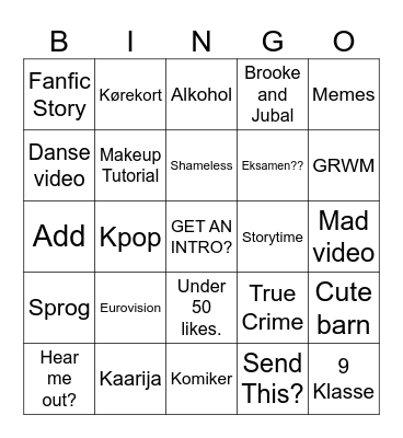 Dicle Tiktok Bingo Card
