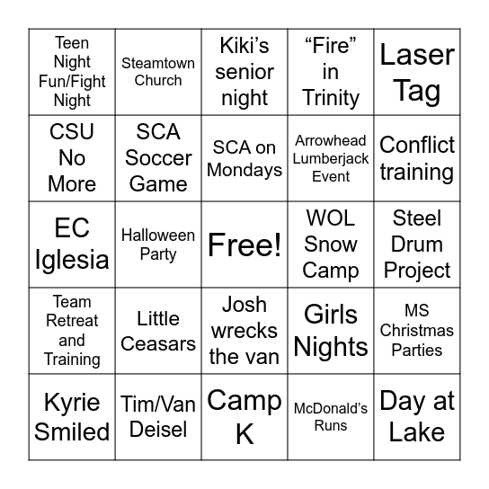 Mission Scranton Bingo! Bingo Card