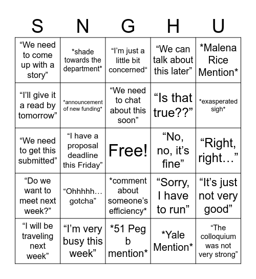 Songhu Meeting BINGO Card
