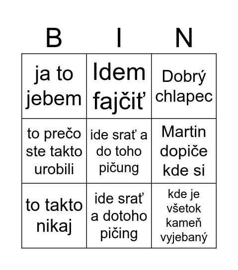 Kerem Valheim Pičung Bingo Card