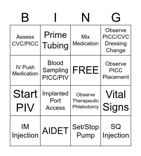 IVT BINGO Card