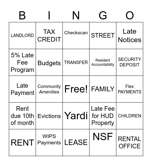 Accounts Recievable Bingo Card