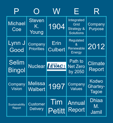 Levac Bingo Card
