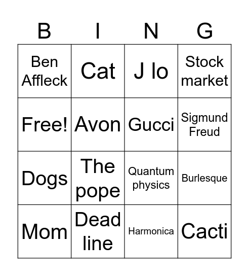 Lightning round Bingo Card