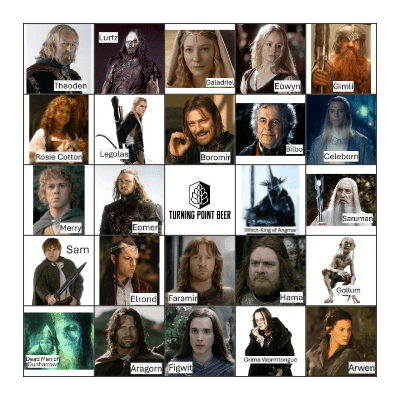 Lord of the Rings: Characters Bingo Card