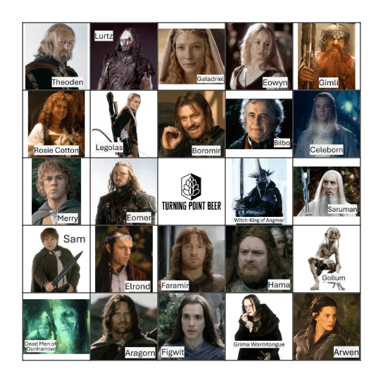 Lord of the Rings: Characters Bingo Card