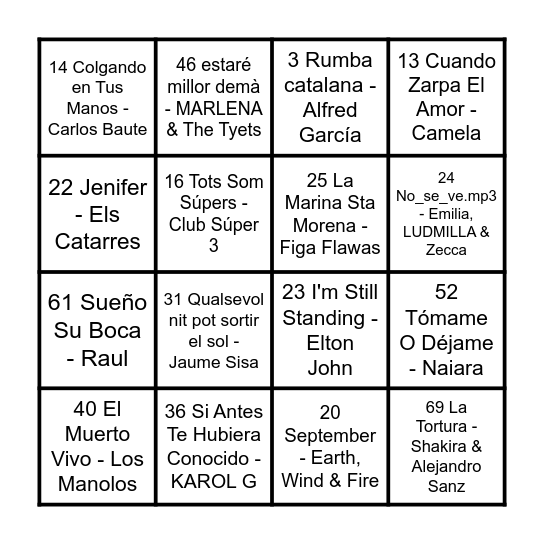 1 Bingo Card