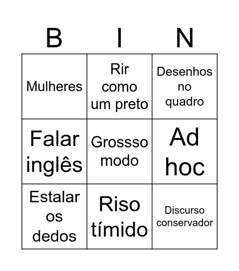 Bingoooooo do A.M.P 7º Edição Bingo Card