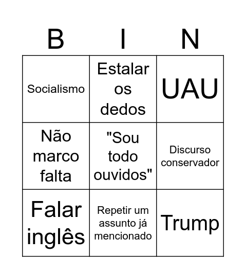 Bingoooooo do A.M.P 7º Edição Bingo Card