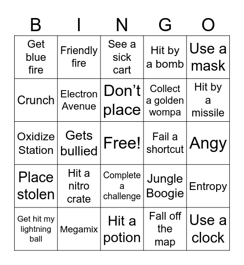 CTR Bingo Card