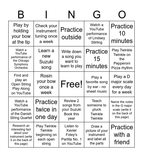 6th Summer Bingo Card