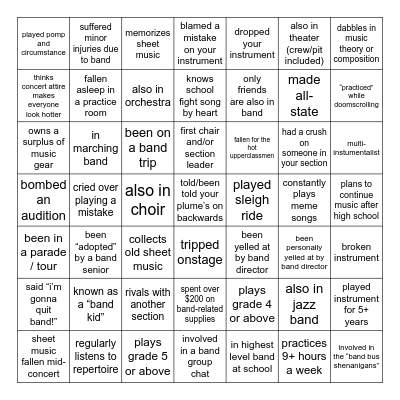 band-o! (band kid bingo) Bingo Card