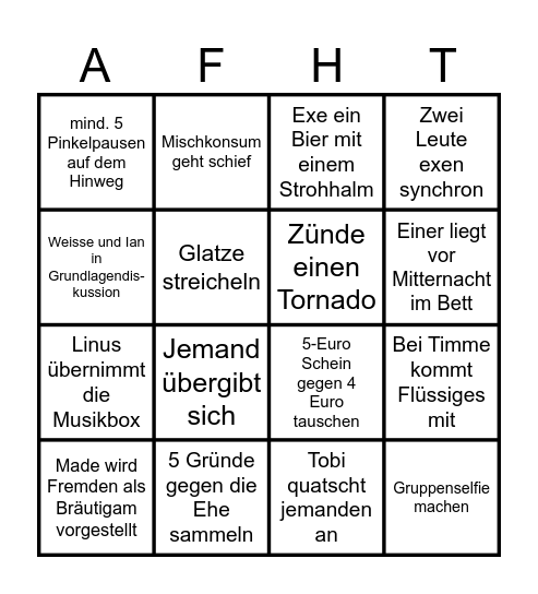 Mades Affentanz Bingo Card
