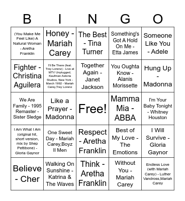 Divas Bingo Card